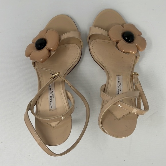 Roberto Festa Milano Flower Heels Sandals Leather Made in Italy Size 37 US 7 - Picture 4 of 10